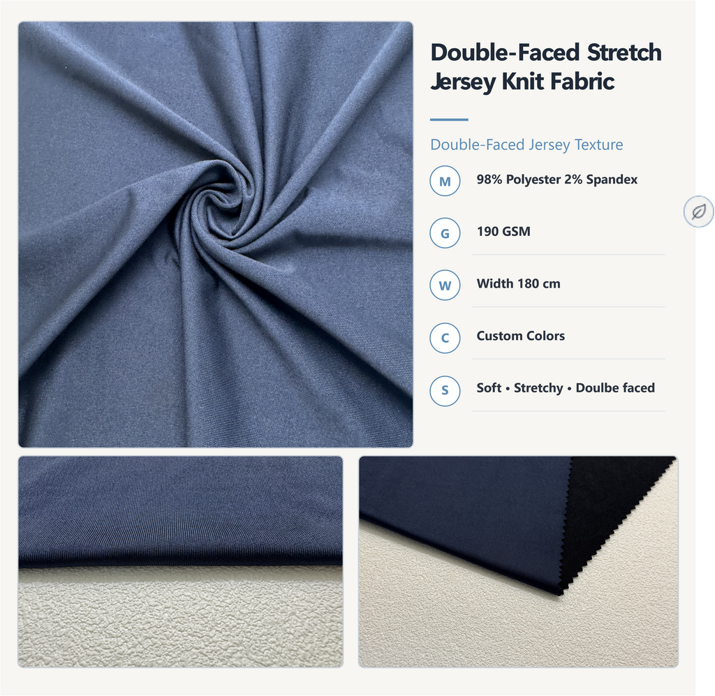 Double-Faced Polyester Spandex Stretch Jersey Knit Fabric