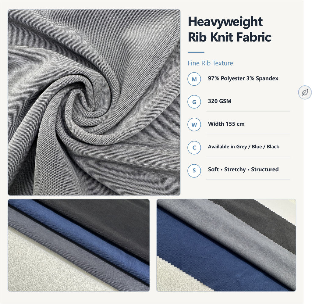 Fine Rib Stretch Knit Fabric | Heavyweight Stretch Fabric
